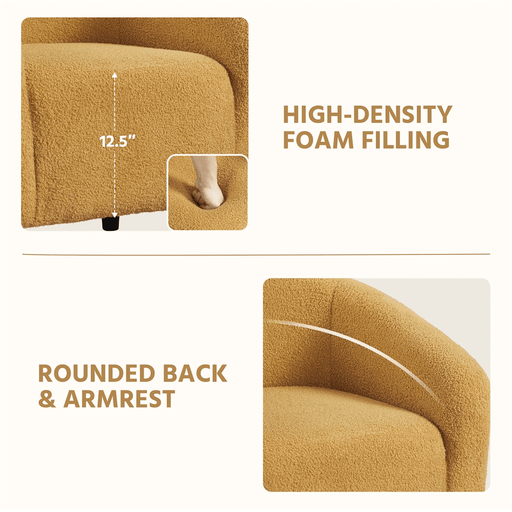 Renwick Set of 2 Boucle Upholstered Club Chair, Mustard Yellow
