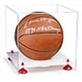 thumbnail image 3 of Better Display Cases Clear Acrylic Full Size Basketball Display Case with Red Risers and White Base (A001-RR), 3 of 4