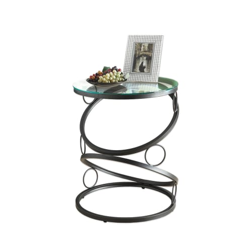 Metal Accent Table with Tempered Glass, Matte Black by Monarch Specialties Inc