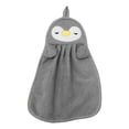 thumbnail image 3 of Naierhg 1/6Pcs Microfiber Hand Towel Quick-Drying Absorbent Cartoon Animal Design with Hanging Rope Bathroom Hand Towel Grey, 3 of 8