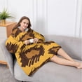 thumbnail image 5 of Oversized Wearable Blanket Hoodie,Yellow and Brown Of Leopard Print Sherpa Blanket Hoodie with Super Pockets,Super Warm Fuzzy Pullover for Women & Men, 5 of 6