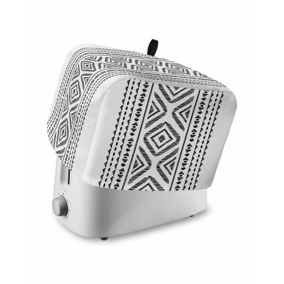 Black Boho Toaster Cover 2 Slice, Small Kitchen Appliance Covers, Vintage Southwestern Geometric Stripes Toaster Oven Cover with Loop, Bread Machine Cover Polyester Dust Cover Protection