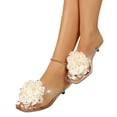 thumbnail image 4 of Willtoo Willtoo Jelly Sandals for Women Flower Decor Kitten Heel Clear Thong Sandals Square Open Toe Flip Flops Shoes, 4 of 6