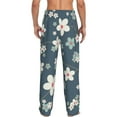 thumbnail image 3 of Sigee Blue Flower Print Men's Pajama Pants - Soft Lounge Sleep Bottoms with Elastic Waistband and Pockets-Medium, 3 of 9