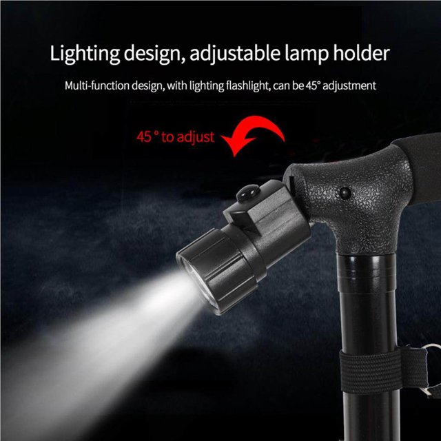 Langgg Canne Réglable pour Aînés, Bâton de Marche Pliable, Bâton de Marche Portable, Béquille, Alliage d'Aluminium, Canne à DEL Résistante à l'Usure pour Personnes Âgées, Randonnée