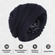 thumbnail image 3 of Gorro de mujer de invierno de punto con forro de satén Gorro cálido de lavado suave de seda suelta, 3 of 5