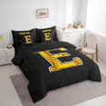 thumbnail image 4 of Feelyou Cartoon Baseball Print Twin Bedding Sets 7-Piece, Monogrammed E Bedding Comforter Set, Black Gold Stripes Abstract Reversible Sheet Sets, Lightweight Room Decor, 4 of 8