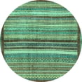thumbnail image 1 of Ahgly Company Indoor Round Abstract Turquoise Blue Modern Area Rugs, 3' Round, 1 of 4