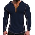 thumbnail image 2 of lkfuzj Pullover Hoodie Pocket Solid Color Half Cut Half Zip Man Long Sleeve Hoodless Casual Outwear Jackets Soft Clothing T-Shirts For Men Navy, 2 of 6
