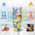 thumbnail image 4 of 40oz Yellow Lemon Pattern Stainless Steel Flip Straw Tumbler Spill Proof Travel Cup Double Wall Vacuum Insulated Coffee Mug with Top Handle, 4 of 6