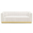 thumbnail image 3 of Better Home Products Foxy Upholstered Velvet & Steel Sofa in Cream/Gold, 3 of 10