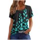 thumbnail image 2 of Fiudx Camisetas para Mujer Camiseta Plisada de Manga Corta con Cuello Estampado para Mujer, 2 of 6