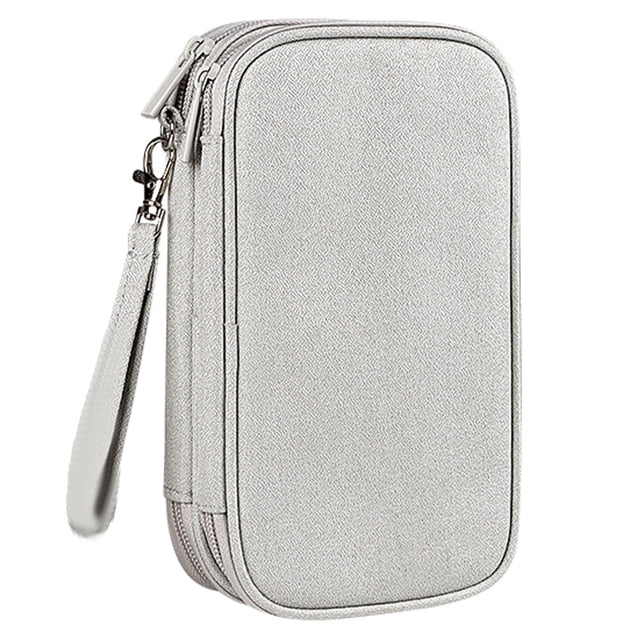 Electronics Organizer Travel Case Portable Double Layers, Hard Drive, Zipper Wallet Carrying Bag