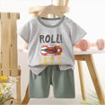 thumbnail image 4 of NOLDARES Toddler Boy Outfits Cartoon Lion Print Short Sleeve Tee Top Casual Shorts 2 Pieces Summer Clothes(Grey,2-3 Y), 4 of 4