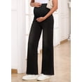 thumbnail image 2 of DOKOTOO Women's Maternity Jeans with Full Elastic Panel - High Waist Over The Belly Straight Leg Stretchy Pregnancy Jean Raw Hem Frayed Denim Pants, 2 of 10