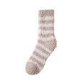 thumbnail image 3 of Fabrcox Fluffy Fuzzy Slipper Socks for Women, Striped Pattern, Non Slip Grippy Warm Winter House Socks, Soft Plush Indoor Sleeping Socks (Brown), 3 of 6