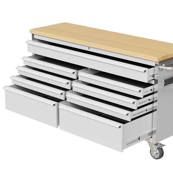 61" Tool Chest with Lock - 9-Drawer Rolling Cabinet, Heavy-Duty Garage Storage, 1150LBS Load Capacity