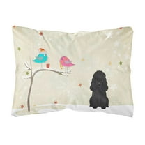 Carolines Treasures BB2543PW1216 Christmas Presents between Friends Poodle - Black Canvas Fabric Decorative Pillow, 12H