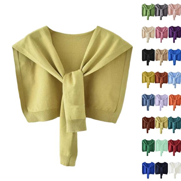 Women Sweater Shawl Wraps Y2K Knitted Tie Up Knotted Shoulder Cape Casual Travel Scarf Tops Trendy Preppy Streetwear Light Green
