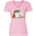 thumbnail image 3 of Inktastic Tiny Library Bookworm Women's V-Neck T-Shirt, 3 of 5