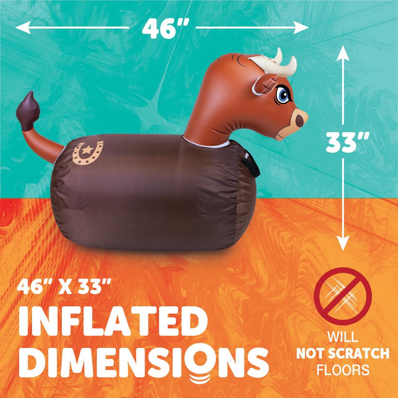 Waddle Large Brown Bull Hip Hopper Inflatable Hopping Animal Bouncer , 250lbs , Ages 5+