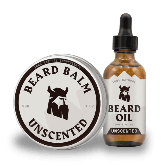 Striking Viking Beard Oil & Balm Set Unscented Natural Beard Care Styling & Conditioning Kit