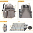 thumbnail image 2 of Picnic Backpack for 4, Picnic Basket Set, Leakproof Picnic Bag, Beach Cooler Backpack with Insulated Cooler Wine Pouch, Picnic Blanket, Double Deck Picnic Backpack for Beach,, 2 of 7