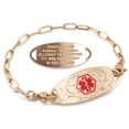 thumbnail image 1 of MedicEngraved Rose Gold Stainless Steel Custom Medical Alert Bracelet - 4mm Paperclip Link, 1 of 7