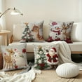 thumbnail image 5 of 4PC Christmas Throw Pillow Covers 18''x18'' Vintage Snowman Santa Elk Rabbit Linen Pillow Cases Winter Hoilday Christmas Decoration Couch Cushion Case for Chair Sofa Bedroom Living Room Home Decor, 5 of 10