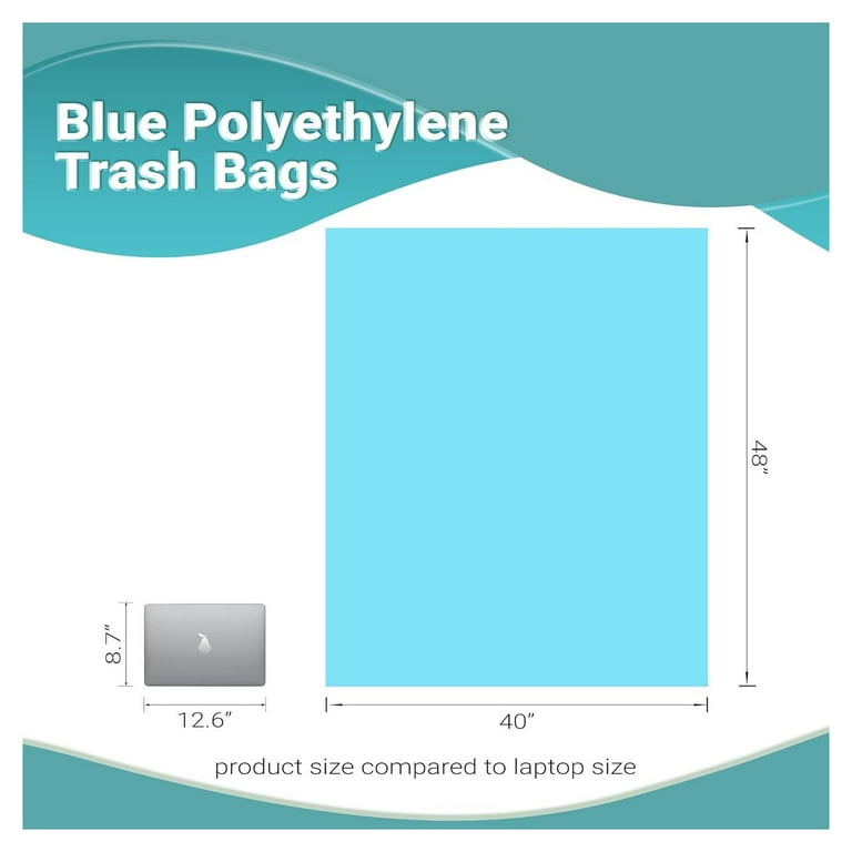 Dropship Pack Of 200 Blue Polyethylene Trash Bags 40 X 48. HDPE 60-80 Gallon  Garbage Can Liners 40x48. Thickness 18 Micron. Star Sealed Bottom. Tear  Resistant Trash Liners For Offices; Schools; Kitchen.