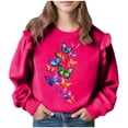 thumbnail image 2 of CLOISE Long Sleeve Shirts for Girls Tops with Pockets Crewneck Casual Pullover Graphic Blouses Hot Pink 7-8T, 2 of 5