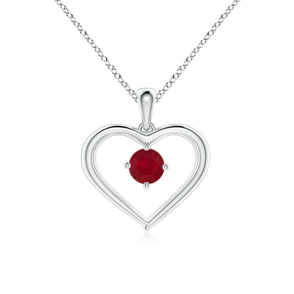 Angara Natural 4mm Ruby Heart Pendant Necklace in Sterling Silver for Women