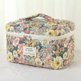 thumbnail image 3 of Large Quilted Makeup Bag Cute Travel Cosmetic Bag Flower Print Wash Bag for Women and Girls, 3 of 3