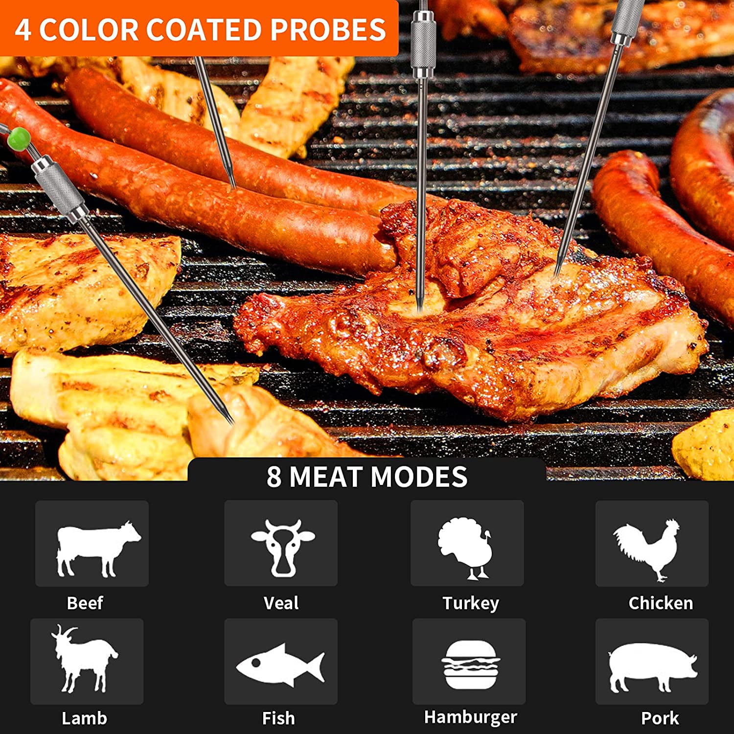MEASUREMAN Digital Meat-Thermometer Instant-Read Food Temperature-Probe - with Magnet Calibration Thermometer Waterproof for Kitchen Cooking Grill BBQ Oven Candy
