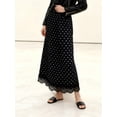 thumbnail image 4 of Black Polka Dot Midi Skirt With Lace Trim Flowing Sheath Style, 4 of 8