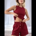 thumbnail image 4 of Conjuntos de Dos Piezas de Verano para Mujer: Top Corto Sin Mangas y Pantalones Cortos Casuales, Rojo, Talla L, 4 of 10