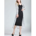 thumbnail image 5 of Sparkle Sequined Mesh Long Front Duster Cardigan for Prom Evening New Years Party White/Silver, 5 of 6