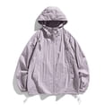 thumbnail image 2 of Men's Hooded Sun Coat Quick Dry UPF 50+ Zip-Up Fishing Shirt Long Sleeve Lightweight With Pockets Nylon Spandex Breathable Outdoor Hiking Running | Zenithor,Purple L, 2 of 7