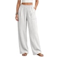 thumbnail image 3 of hlysgo Womens Wide Leg Palazzo Pants High Waisted Casual Lounge Pants 2026 Beach Vacation Outfits Trousers with Pockets White,2xL, 3 of 6