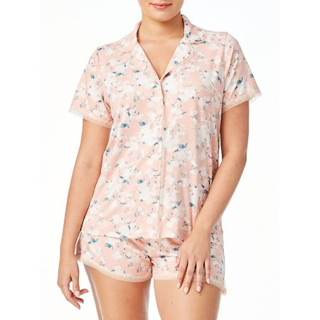 Jessica Simpson Women's Short Sleeve Notch Collar and Short Set