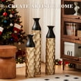 thumbnail image 2 of Floor Metal Vases Decorated White Metal vases Set of 3 gorgeous home decoration large glazed metal vases 24.8in/29in/33.8in height, 2 of 8