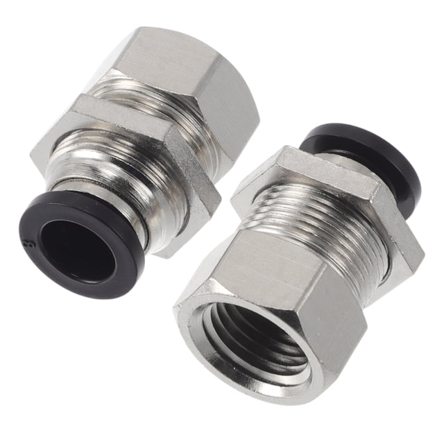 Conectores de aire Push to Connect de Unique Bargains 5/16" Adaptador recto de acoplamiento macho Plástico Metal 12.7mm / 1/4"BSPT 2 Pcs Tonos Negro y Plata