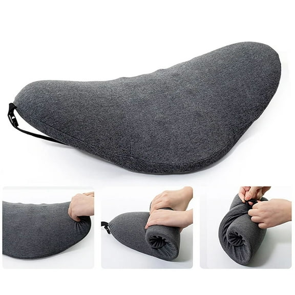 Memory Foam Lumbar Support Pillow for Sleeping - Lower Back Pain Relief Cushion for Office Chair, Car, Bed & Pregnancy, Ergonomic Waist Pillow for Side Sleepers-Dark Gray