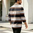 thumbnail image 6 of Men's Corduroy Streetwear Color Block Button Down Shirt, Geometric Print Long Sleeve Lapel Casual Top, Loose Fit Fall Daily Clothes with Chest Pocket Black 2XL, 6 of 6