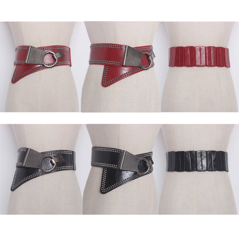 Women's Waist Belts Plus Size Dresses leather Elastic Stretch Cinch Belt  with Fashion Metal Interlock Belt Buckle - Walmart.com