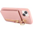 thumbnail image 6 of iPhone 15 Case with Card Holder for Women, iPhone 15 Phone Case Wallet with Strap Credit Card with Kickstand Zipper Case for iPhone15 - Rose Gold, 6 of 12