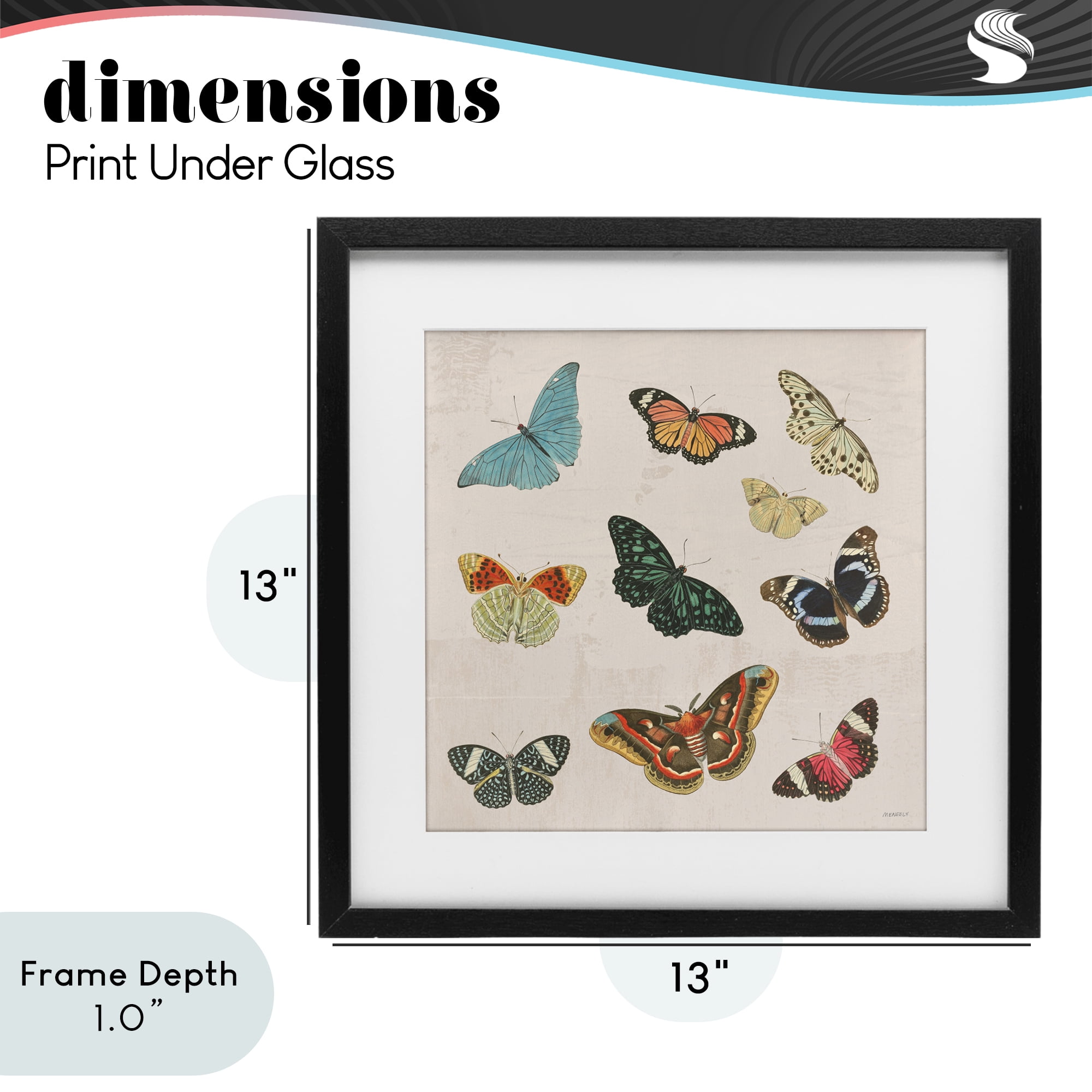 Stupell Industries Vintage Butterfly Flight Black Framed Print Under Glass, design by Dan Meneely