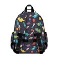 thumbnail image 3 of Colorful Dinosaurs Rockets Pattern Cute School Backpack Bag for School with Padded Back and Adjustable Shoulder Straps 15.25"x11.5"x5.25", 3 of 5