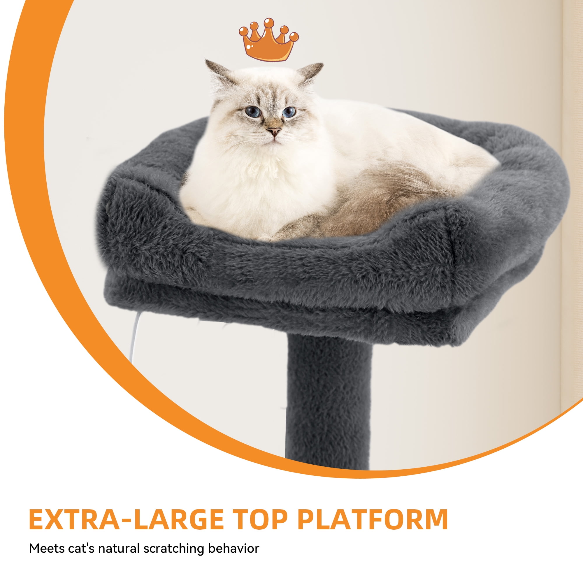 Uforic Cat Tree Condo 44" with Scratching Posts & Comfortable Hammock,Indoor  Cat Tower for Young Cats, Pet Play Center,Dark Gray
