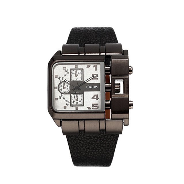 OULM Reloj de cuarzo de lujo para hombres Cuadrados con banda de cuero para hombre Reloj a Abanopi Mirar